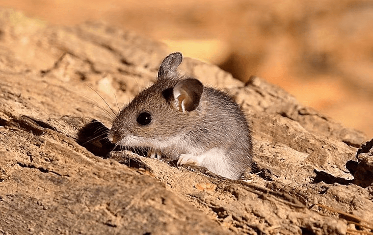 mouse sitting on a log
